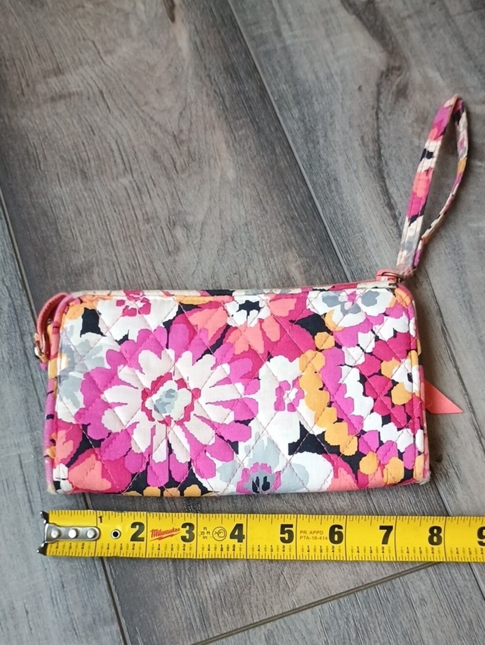 Vera Bradley Pink, Yellow and White Quilted Floral Wristlet - Picture 6 of 10